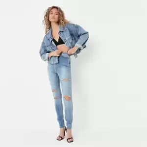 Missguided Tallsinner Waisted Authentic Ripped Mid - Blue