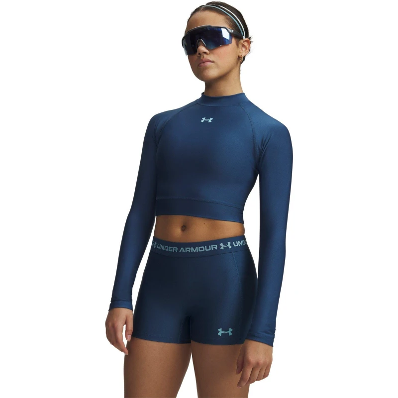 Image of Under Armour UA HG Crop Mock LS Ld63 Wham Blue female 10 (S)