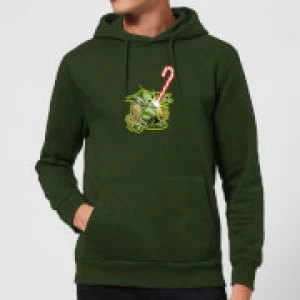 Image of Star Wars Candy Cane Yoda Christmas Hoodie - Forest Green - L