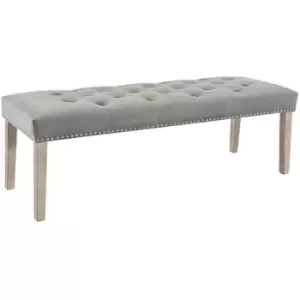 Image of Upholstered Plush Velvet Grey Fabric Bench Button Tufted Seat Dining Bench 170cm - Grey