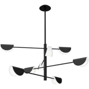 image of Maytoni Mollis Modern Multi Arm Pendant Ceiling Light Black, Acrylic Shade