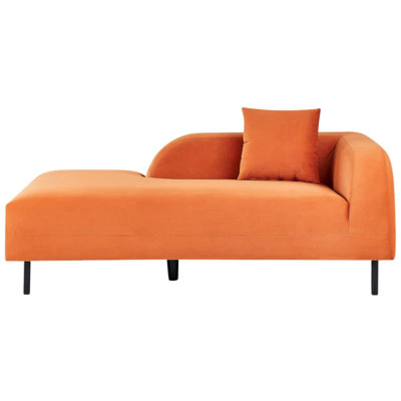 Image of Beliani Right-Hand Chaise Lounge Le Crau Velvet Orange