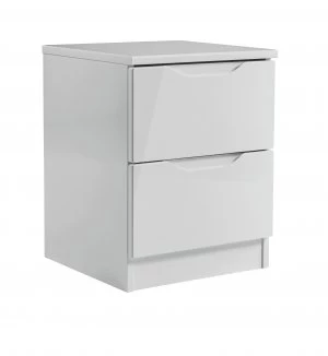 Image of Legato 2 Drawer Bedside Table - Grey Gloss