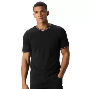 Image of Kustom Kit Mens Fashion Fit Tipped T-Shirt (XL) (Black/White/Red)