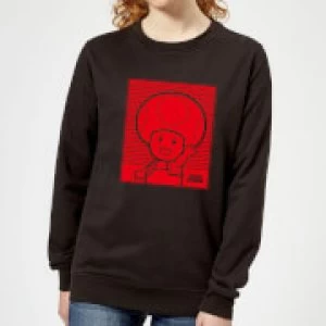 image of Nintendo Super Mario Toad Retro Line Art Womens Sweatshirt - Black - 5XL