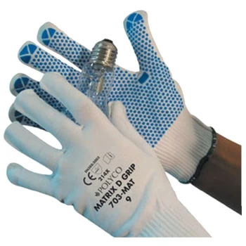 image of 703-MAT Matrix D Palm-side Coated White Gloves - Size 9 - Polyco