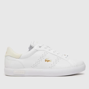 Lacoste White & Gold Powercourt Trainers