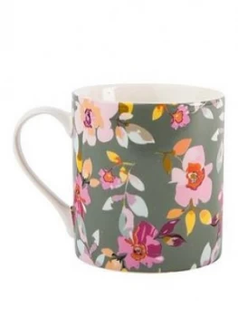 image of Summerhouse By Navigate Gardenia Gift Boxed Grey Floral Mug