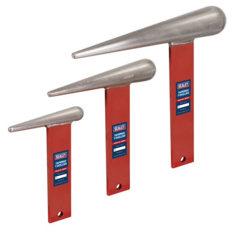 Image of Sealey 3 Piece Tapered T Dollies Set for Sheet Metal Forming MW14