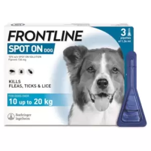 Image of Frontline Spot on Flea and Tick Treatment for Dogs - Medium 10-20kg / 3 pipette