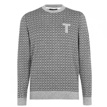 Image of Ted Baker Spring Pattern Crew Sweater - Grey