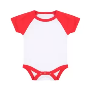 Image of Larkwood Baby Boys/Girls Essential Short Sleeve Baseball Bodysuit (3-6 Months) (White/Red)