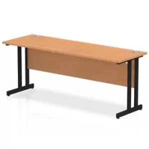 Image of Impulse 1800 x 600mm Straight Desk Oak Top Black Cantilever Leg
