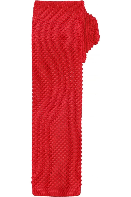 Image of Premier Premier Slim Knitted Tie in Red Red One Size Unisex 5063425961436