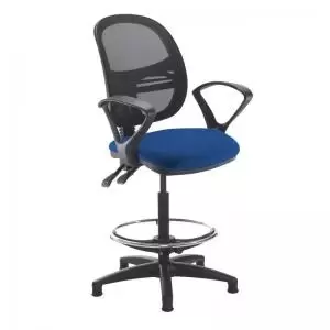 Image of Jota mesh back draughtsmans chair with fixed arms - Curacao Blue