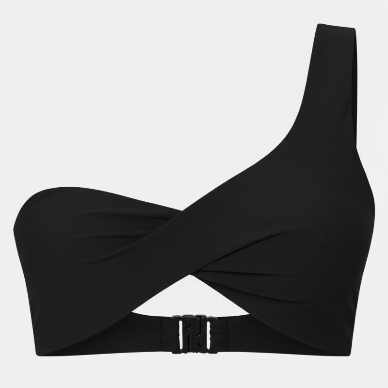 Image of Jack Wills Asymmetric Twist Front Bikini Top Womens - Black 8