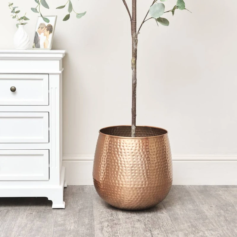 Image of Melody Maison Large Copper Hammered Metal Planter Copper