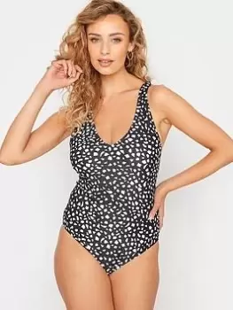 Image of Long Tall Sally Animal Print Twist Back Swimsuit, Black, Size 12, Women
