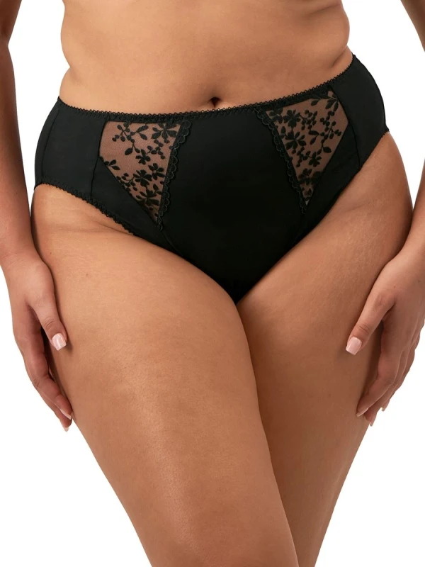 Image of Elomi Womens Zarla High Leg Brief in Black Size: 14 Black Female 14