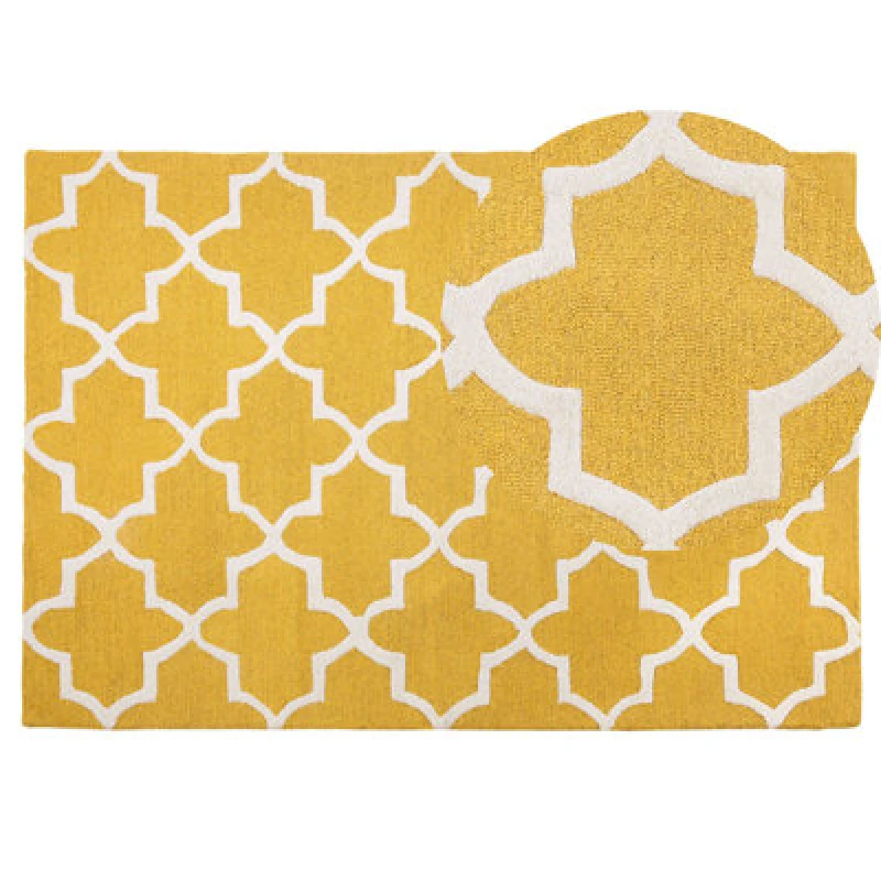 Image of Beliani Rug Silvan Yellow 140 X 200 Cm Wool