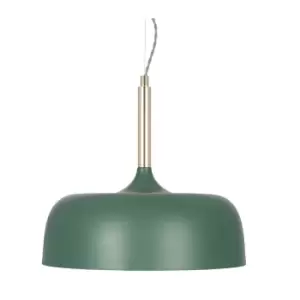 image of Matt Bottle Green Domed Metal Pendant