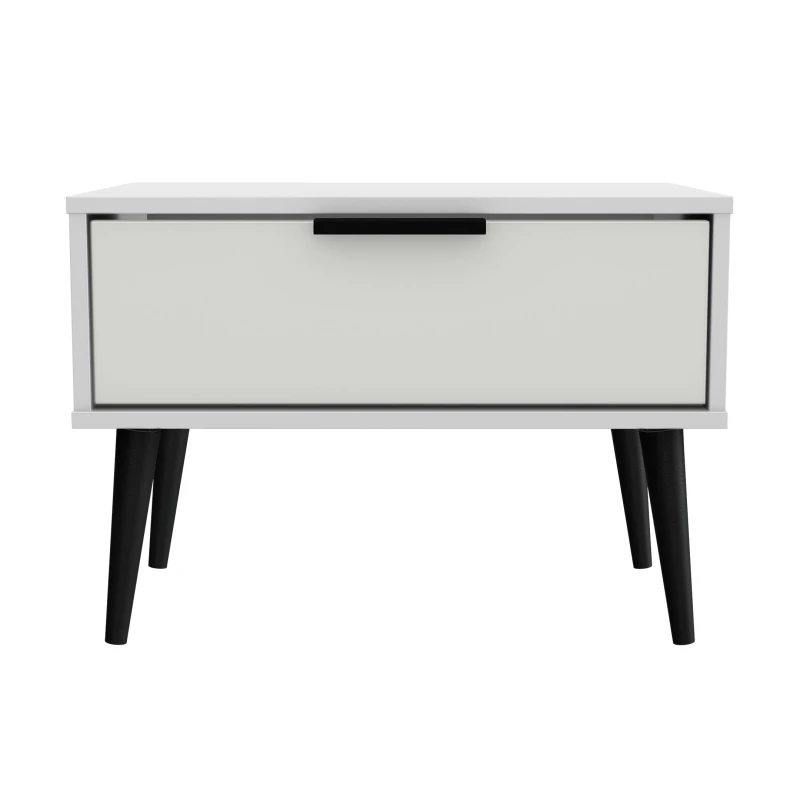 Image of Fuji 1 Drawer Side Table In Grey Matt & White (Ready Assembled)