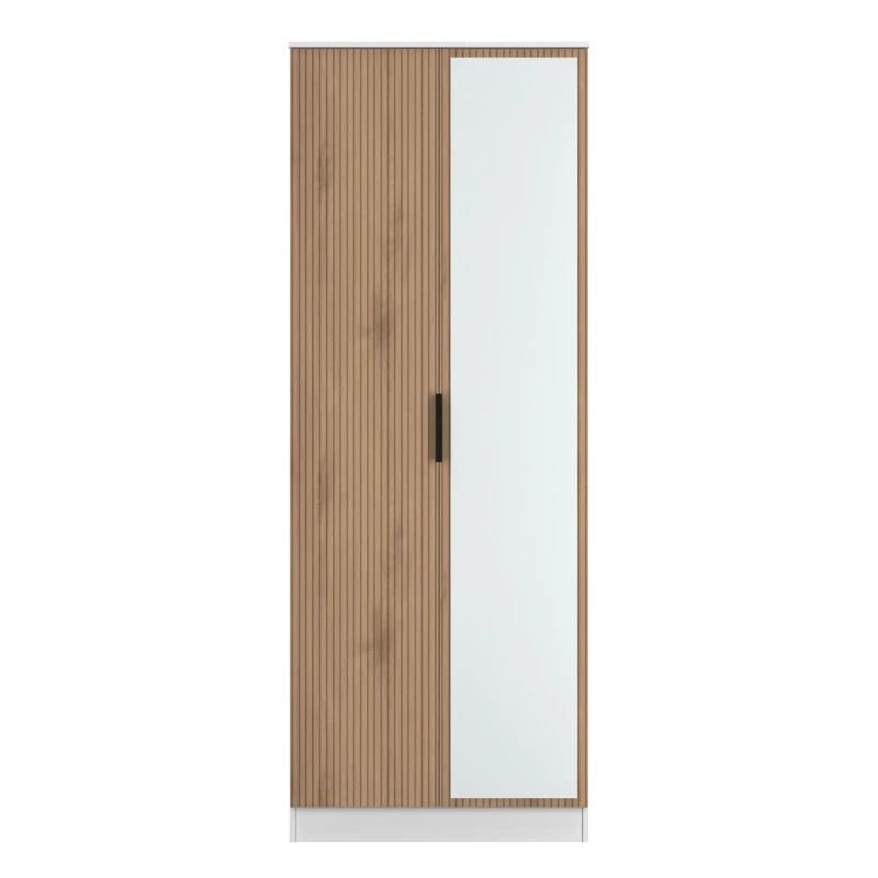Image of Ready Assembled 2 U Crete Tall 2 Door Mirrored Robe (Ready Assembled) in White Size: Large White Unisex Large