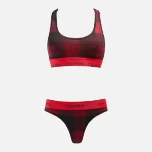 Image of Calvin Klein Cotton and Modal-Blend Bralette and Thong Set - L