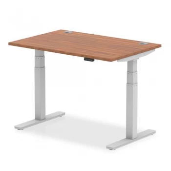 Image of Trexus Sit Stand Desk With Cable Ports Silver Legs 1200x800mm Walnut