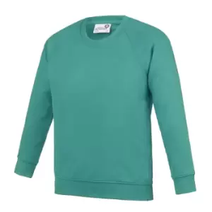 image of AWDis Academy Childrens/Kids Crew Neck Raglan School Sweatshirt (9-10 Years) (Emerald)