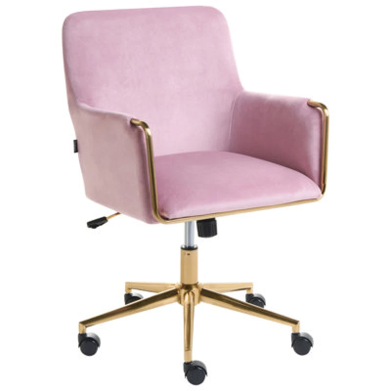 Image of Beliani Desk Chair Altona Velvet Pastel Pink