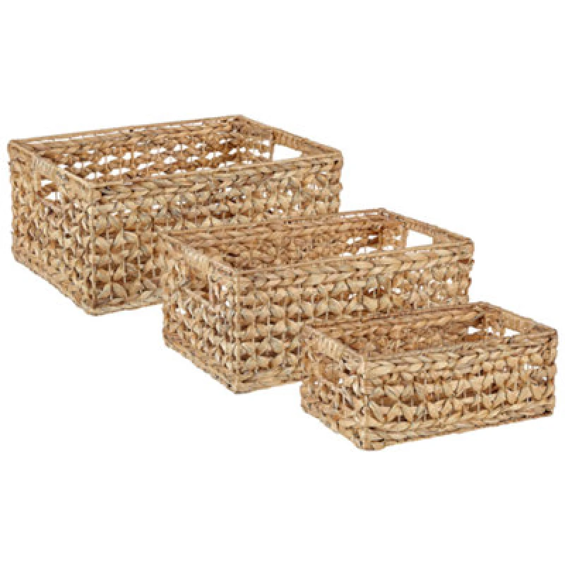Image of Beliani Set Of 3 Baskets Minnow Wicker Natural