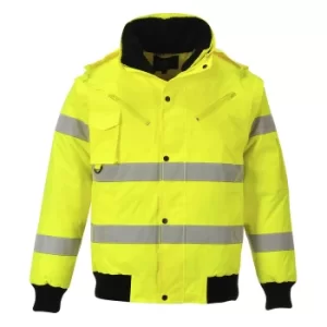 Image of Oxford Weave 300D Class 3 Hi Vis Bomber Jacket Yellow 3XL