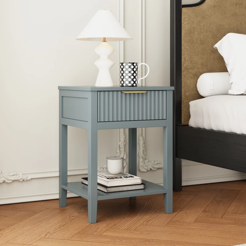 Image of Cabinet Bits Monti 1 Drawer Bedside Table in Grey Grey Unisex