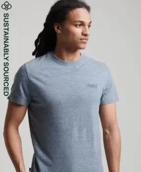 Image of Superdry Mens Organic Cotton Vintage Logo Embroidered T-Shirt Light Blue / Creek Blue Grit Grindle - Size: L