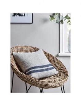 image of Cox & Cox Soft Wool Cushion - Blue French Stripe