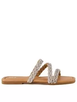 Dune London Lassa Flat Sandals - Tan, Brown, Size 8, Women