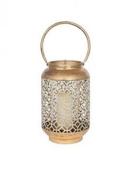 image of Pacific Lifestyle Antique Gold Metal & Glass Round Lantern