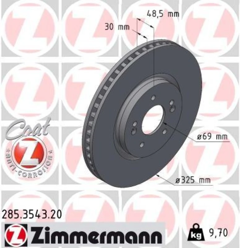 Image of ZIMMERMANN Brake disc ZIMMERMANN 285.3543.20