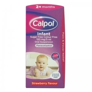 Image of Calpol Sugar Free Colour Free Infant Suspension Strawberry Flavour 2+ Months - 100ml