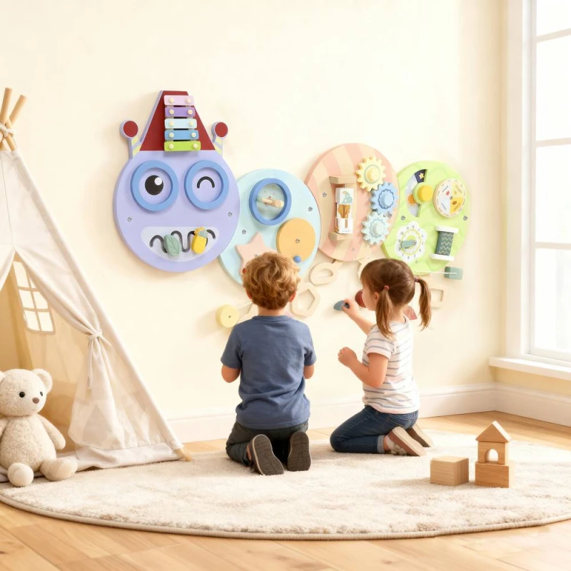 Image of AIYAPLAY Caterpillar Busy Board, Sensory Wall Toy for Toddlers 3+ Multicolor Unisex