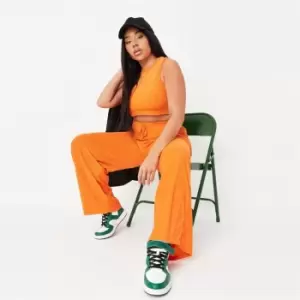 image of Missguided Terry Towelling Racer Wide Leg Set - Orange