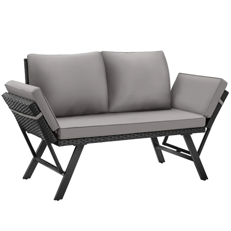 Image of Tectake Garden Sofa Sintra - Multi-Functional, Uv And Weather Resistant - Light Grey/black