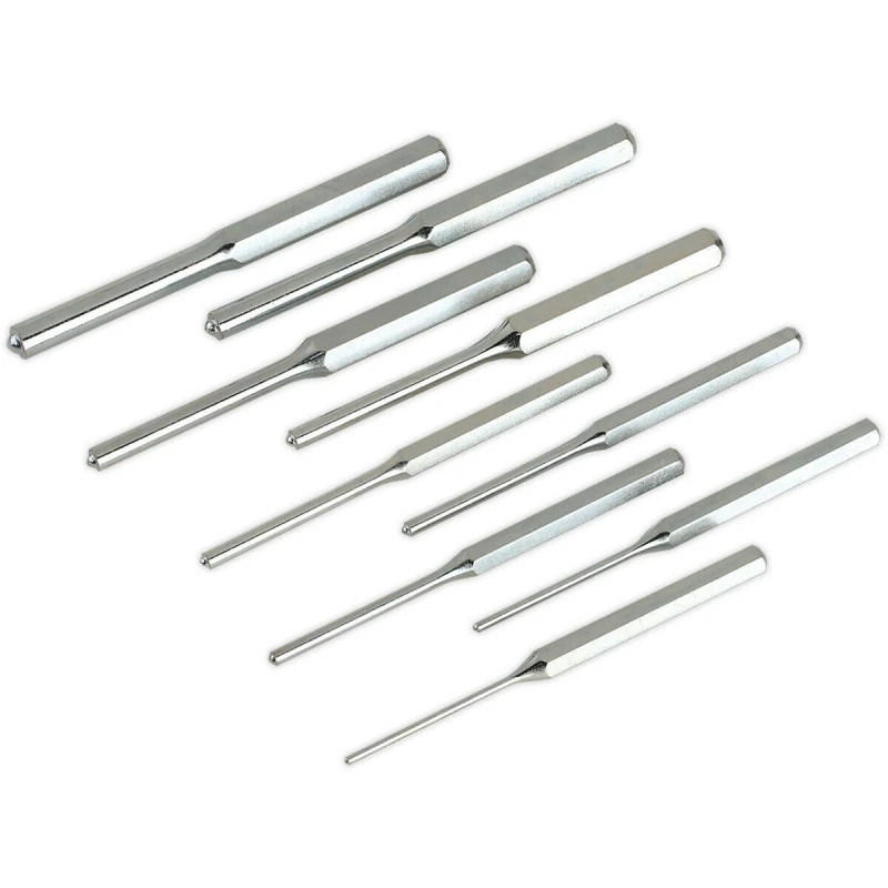 Image of Loops 9 PC Parallel Roll Pin Punch Set - Hardened & Tempered Steel Punches - Metric Metallics