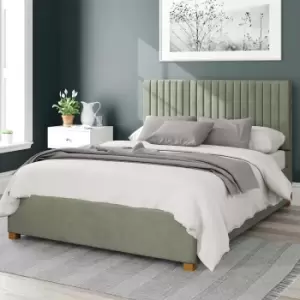 image of Vertically Padded Design Headboard Velvet Ottoman Storage Bed