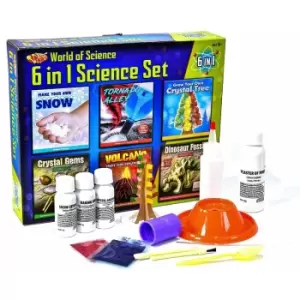 Image of 6 in 1 Science Set Make Your Own Volcano Tornado Crystal Gems Dinosaur Fossil Snow Toy Kit