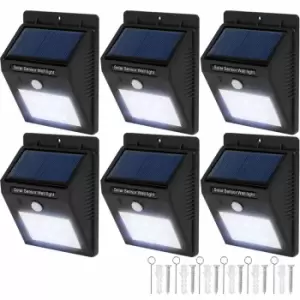 image of Tectake 6 LED Solar Wall Lights With Motion Detector Black