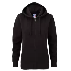 Image of Russell Ladies Premium Authentic Zipped Hoodie (3-Layer Fabric) (XS) (Black)