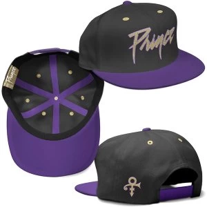 Prince - Gold Logo & Symbol Unisex Snapback Cap - Black,Purple