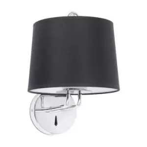 image of Faro Lighting - Faro Montreal Chrome, Black Shade Wall Lamp